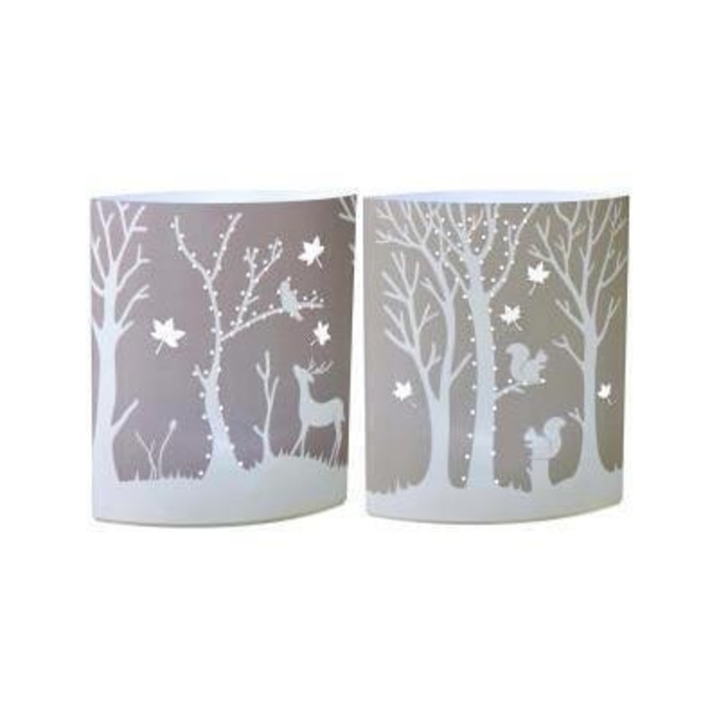 Woodland theme paper lantern filled with LED lights is perfect for a winter themed display designed by Transomnia
